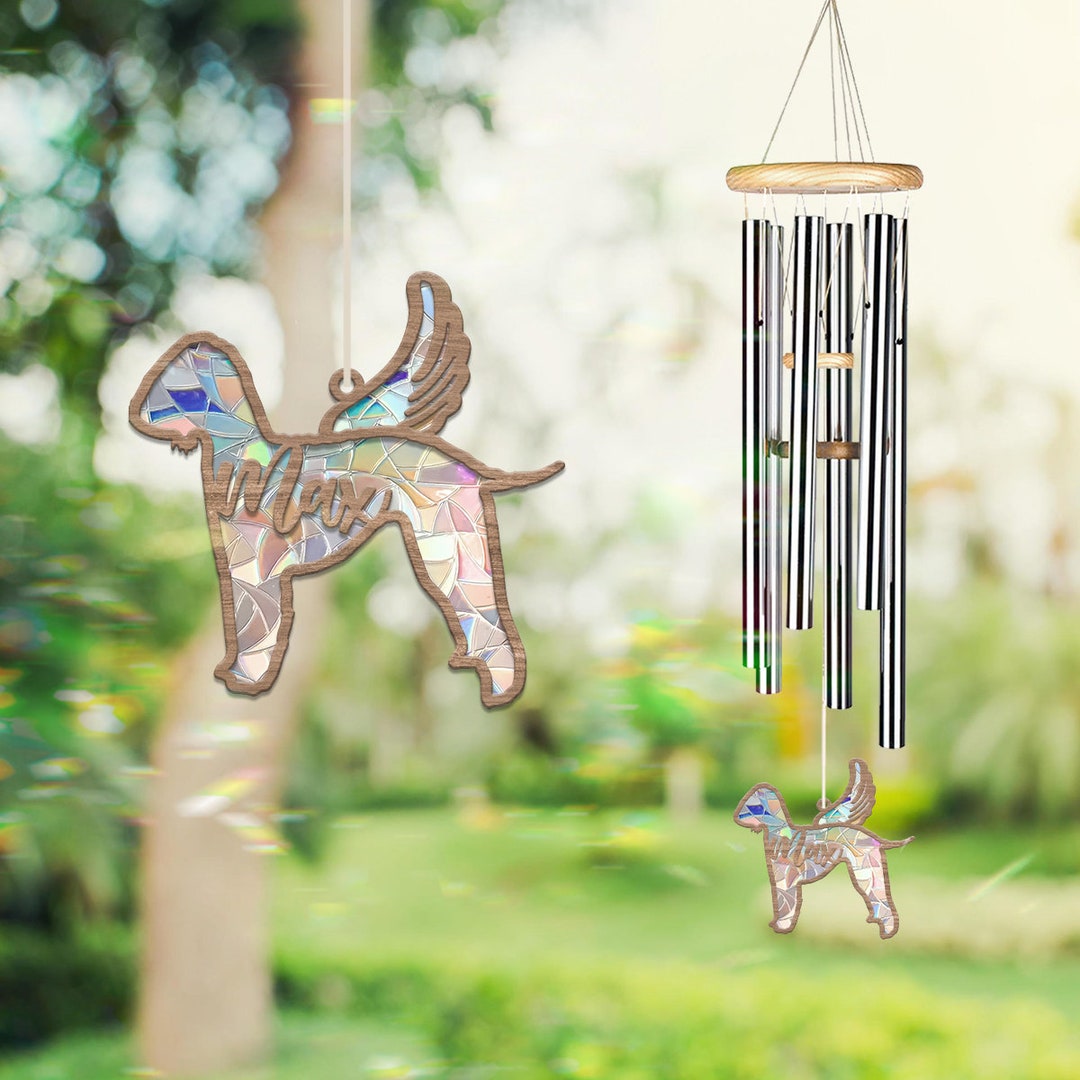 Personalized Stained Wind Chime, in Loving Memory Of, Bedlington