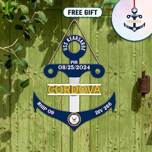 Personalized Navy Anchor Wood Sign, Navy Graduation Gift, PIR Anchor Door Hanger, Wooden Anchor Decor, US Navy Gift Navy Bootcamp Graduation