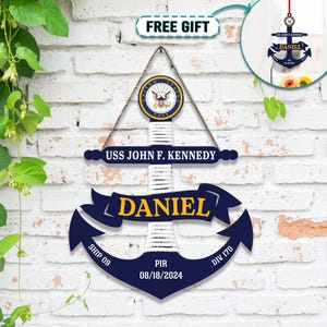 Personalized Navy Anchor Wood Sign, PIR Graduation Anchor, Navy Door Hanger, Hanging Door Anchor, Unique Gift, Navy Anchor For Graduation