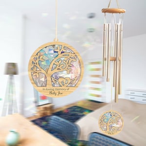 Personalized Stained Wind Chime, In Loving Memory Of, Baby Memorial, Baby Sympathy Gift, Memorial Suncatcher, Loss Of Family Gift