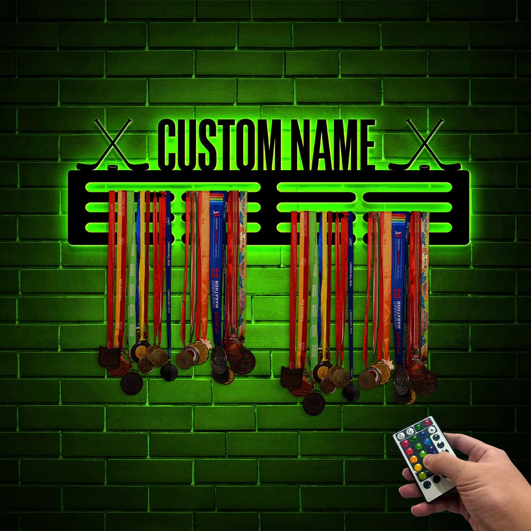 Personalized Name Medal Hanger With Led Lights, Medal Hanger for Awards