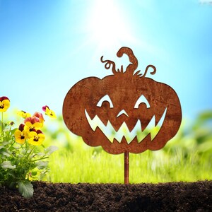 Pumpkin Rusty Garden Sign, Halloween Pumpkin Yard Art, Fall Garden ...