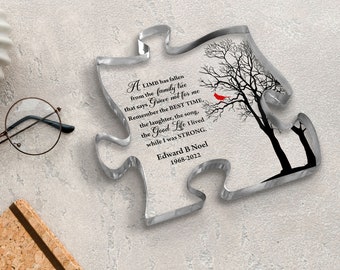 Personalized Acrylic Puzzle, A Limp Has Fallen From The Family That Says Grieve Not For Me, Memorial Gift, Sympathy Sign, Cardinal Puzzle