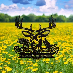 Personalized Hunting Memorial Stake, In Loving Memory, Deer Hunter Sign, Hunter Loss, Grave Marker, Cemetery Stake, Dad Lost, Outdoor Decor