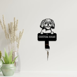 Shih Tzu Dog, Metal Key Holder, Mini Sign, Cute Decor, Custom Key Holder, House Decor, Unique Gift, Dog Lovers, Shih Tzu Sign