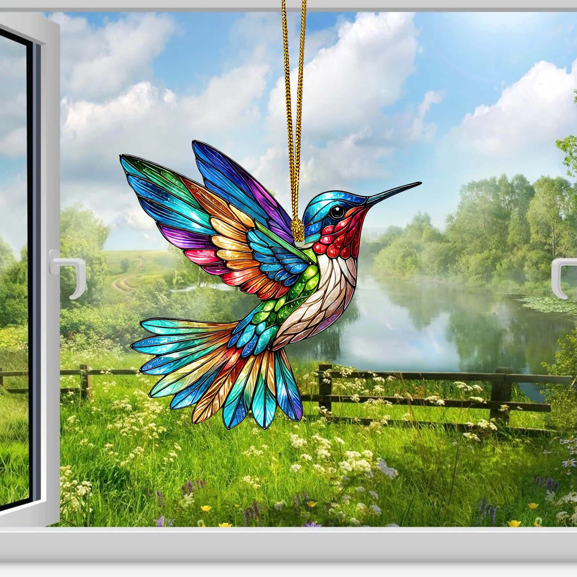 Colorful Hummingbird Acrylic Ornament, Garden Window Hanging - Etsy