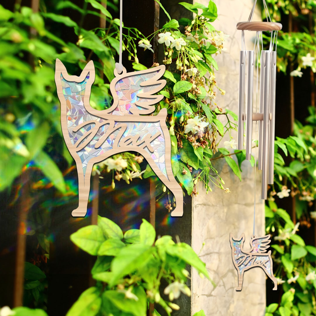 Personalized Stained Wind Chime, in Loving Memory Of, Toy Fox Terriers