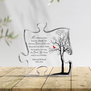 Personalized Acrylic Puzzle, A Limp Has Fallen From The Family That Says Grieve Not For Me, Memorial Gift, Sympathy Sign, Cardinal Puzzle
