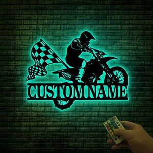 Custom Dirt Bike Racing Sign, Metal Wall With LED Light, Dirt Bike ...