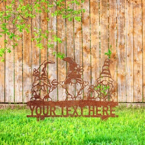 Custom Gnomes Family Metal Sign, Rusty Vintage Garden Decor - Etsy