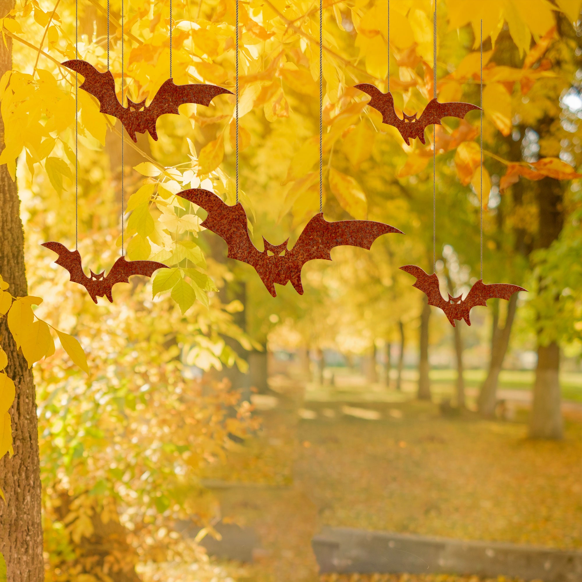 Hanging Metal Rusty Bats, Halloween Decor Sign - Etsy
