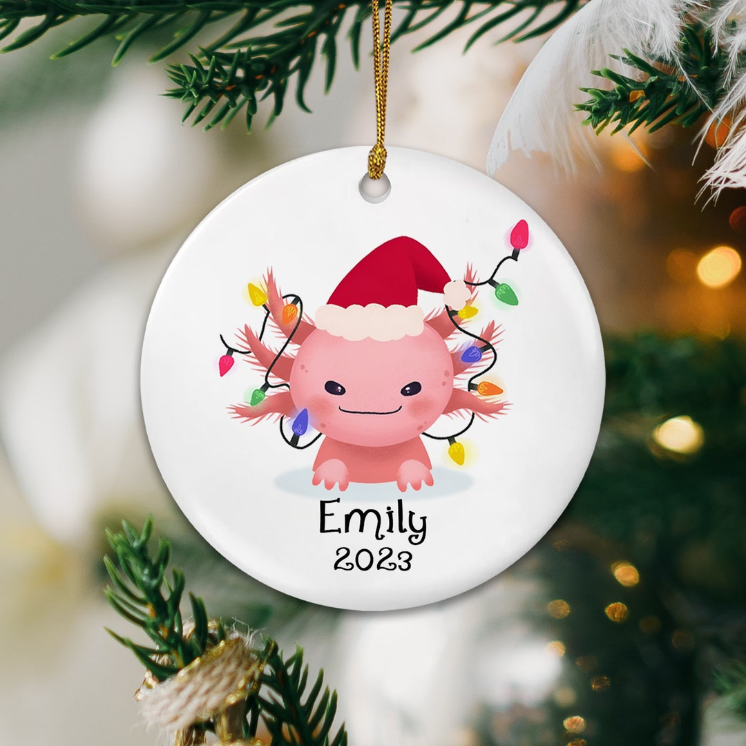Personalized Axolotl Ornament, Ceramic Ornament, Xmas Tree Hanging