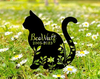 Custom Cat Memorial Stake, Metal Stake, Cat Loss, Sympathy Sign, Pet Grave Markers, Remembrance Stake, Garden Decor, Flower Cat