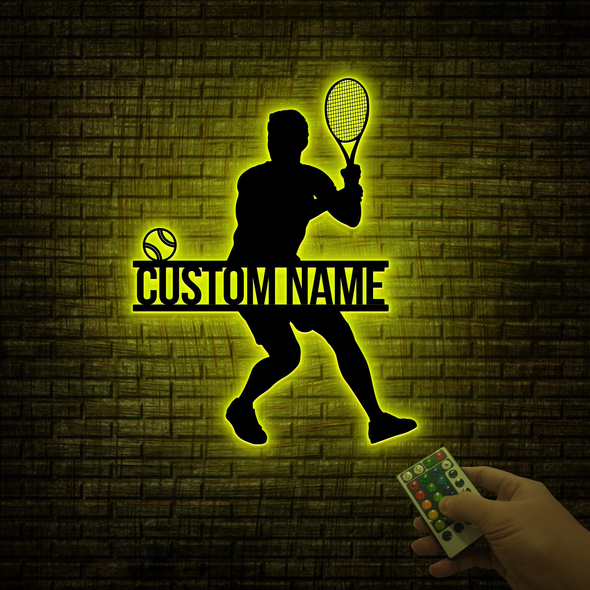 Tennis Racket Sign Custom Custom Metal Tennis Sign With LED, Personalized Name, Game Room Decor ...