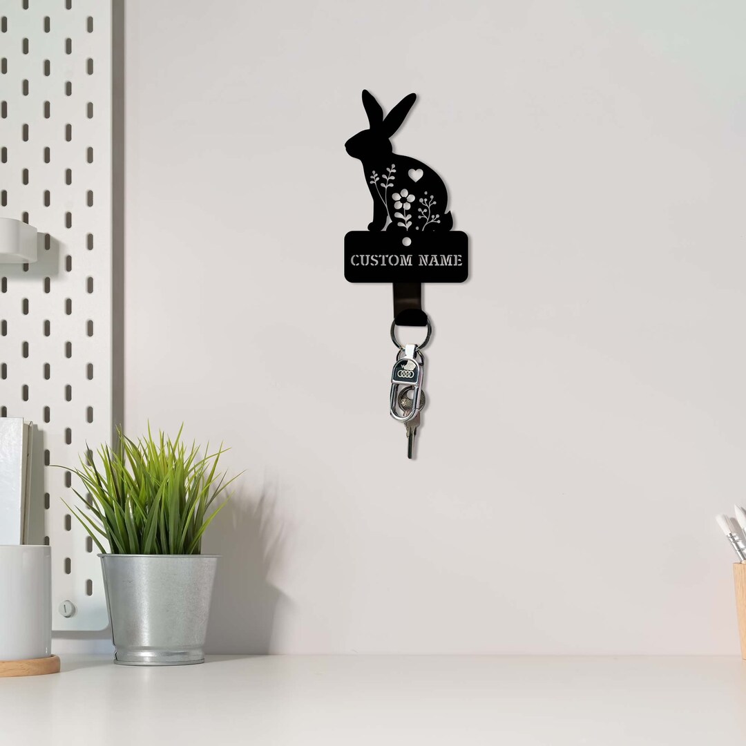 Custom Bunny Metal Key Holder, Rabbit Home Decor Sign - Etsy
