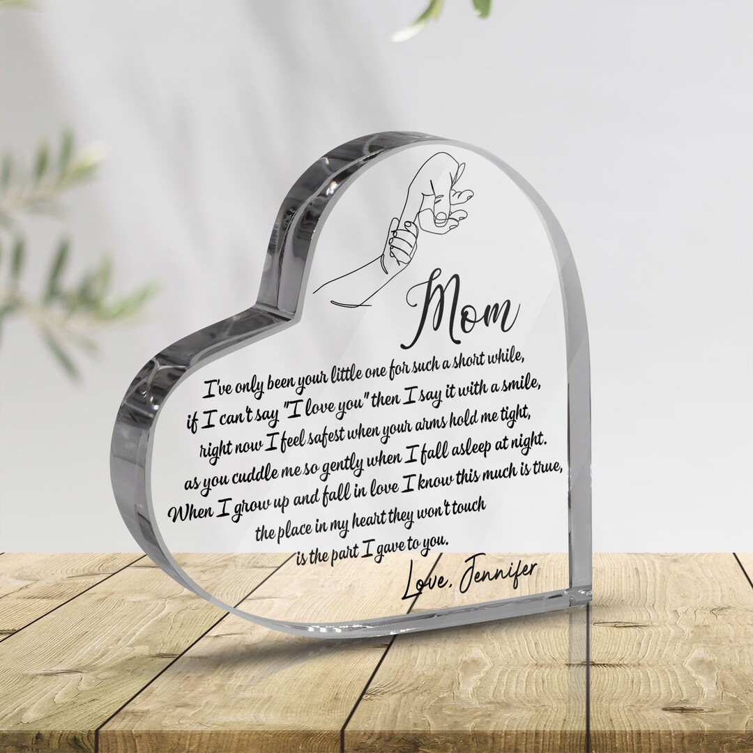 Personalized Acrylic Heart, Mom and Child Holding Hands, Mother's Day ...