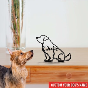 Custom Dog Sitting Metal Table Sign, Minimalist Sculpture Statue, Dog Breed Metal Wire, Norfolk Terrier Table Sign, Unique Gift, Home Decor