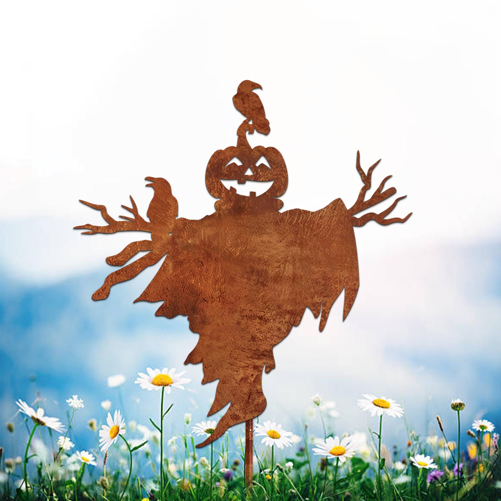 Rusty Scarecrow Garden Sign, Halloween Garden Sign, Metal Yard Art ...
