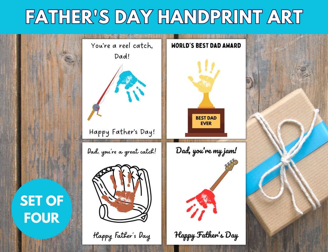 Father's Day Handprint Art Printable Set of Four - Etsy