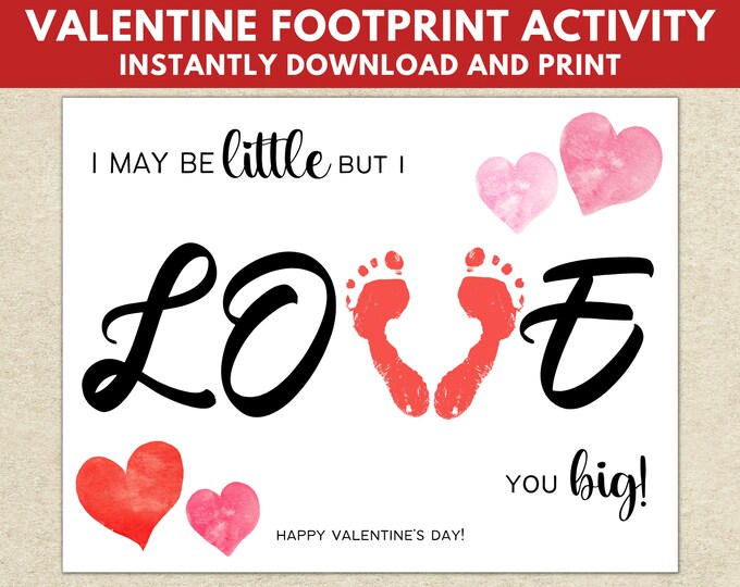 Valentine Footprint Art Craft Valentine Activity for Kids Handprint Art ...