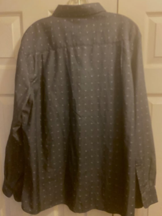 HAGGAR Button Front Shirt, Grey/White Accents,XL - image 6
