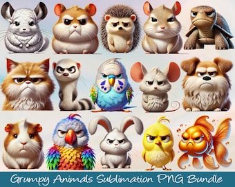 Grumpy animals clipart, Grumpy animals commercial,Watercolor Funny Grumpy Animals Collection Clipart,Funny Grumpy Safari Animals Clipart