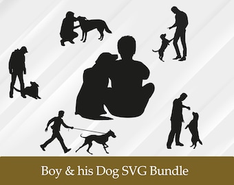 Boy And His Dog, Girl And Her Dog, Dog Walking Clipart, Man's Best Friend, Best Friend, Dog Svg, Dog Walker Silhouette, Dog Lovers Gift