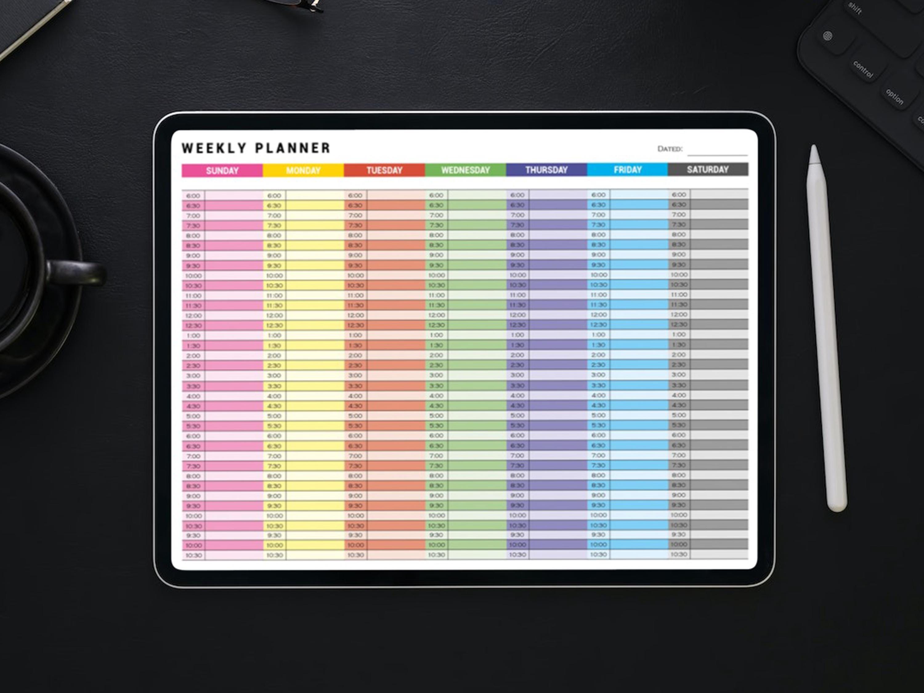 Weekly Hourly Planner EDITABLE Weekly Schedule, Daily Planner, Undated ...