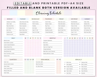 EDITABLE Cleaning Planner, Cleaning Checklist, Schedule, ADHD Cleaning Planner, Household Chores Chart, Digital Download PDF, Colorful