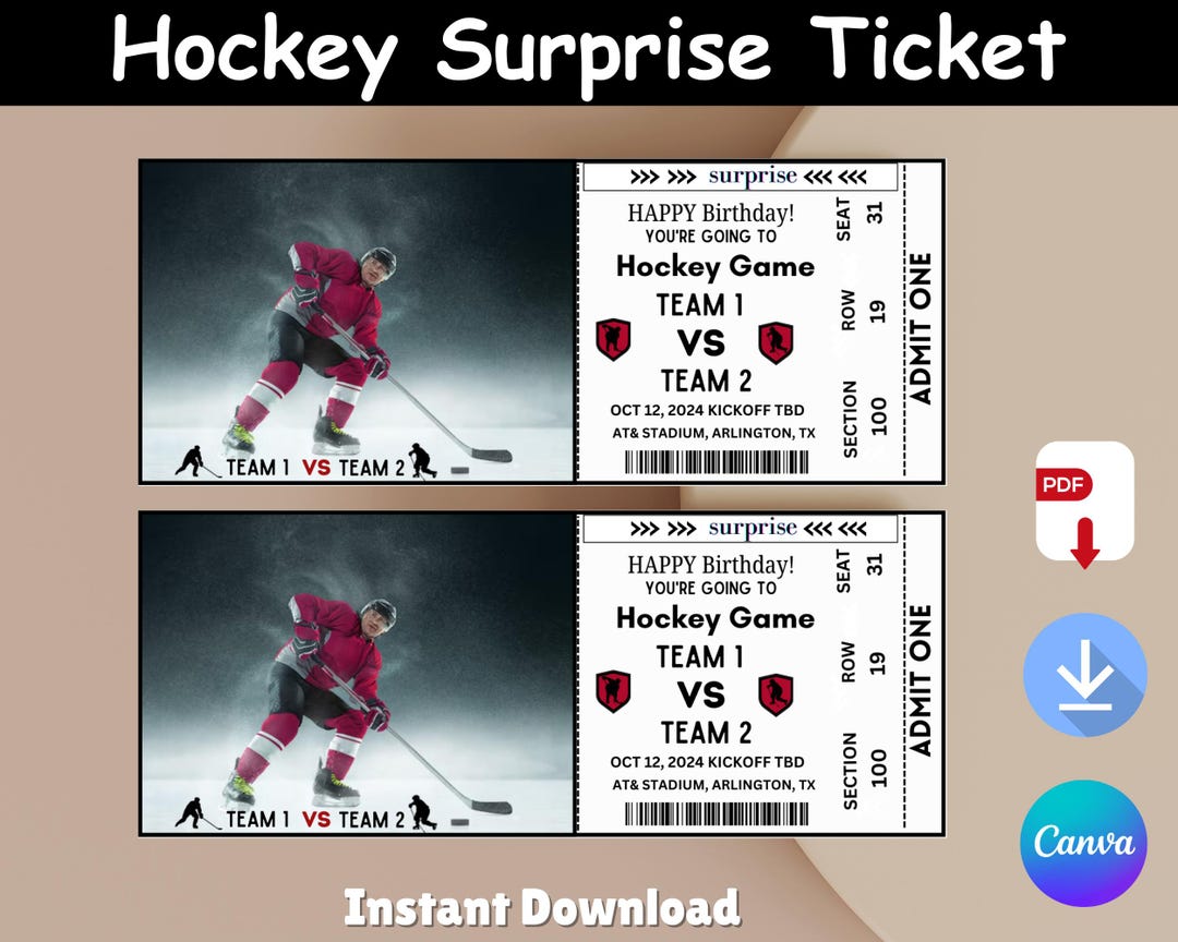 Hockey Game Ticket Template hockey Game Ticket Editable hockey Game