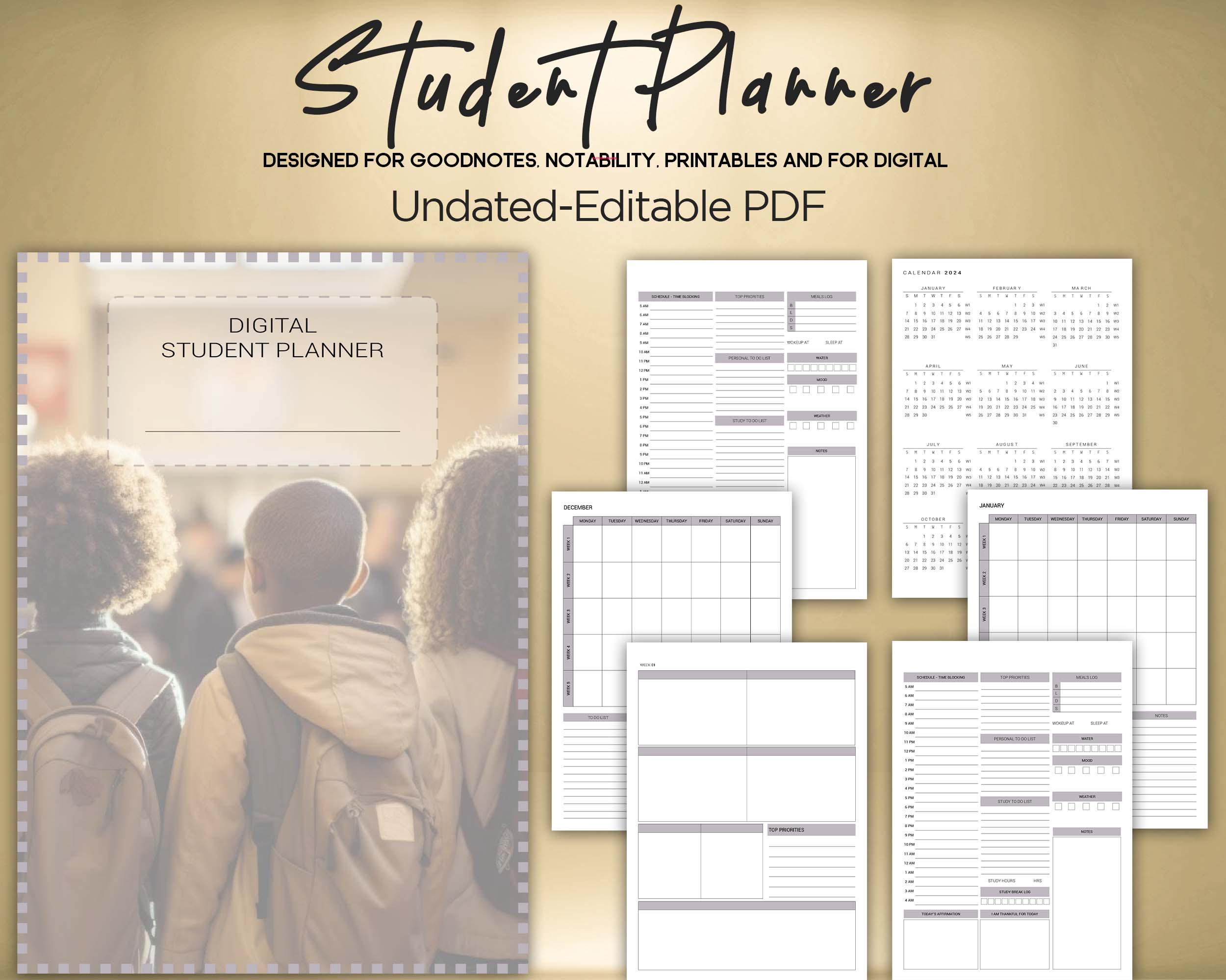 Student Planner Printable Bundle Academic Planner School Planner Study ...