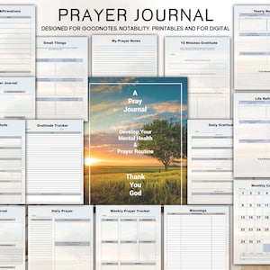 Prayer Journal Printable, Prayer Planner Printable, Bible Study Planner, Bible Prayer Journal, Gratitude Journal, faith journal