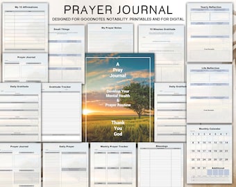 Prayer Journal Printable, Prayer Planner Printable, Bible Study Planner, Bible Prayer Journal, Gratitude Journal, faith journal