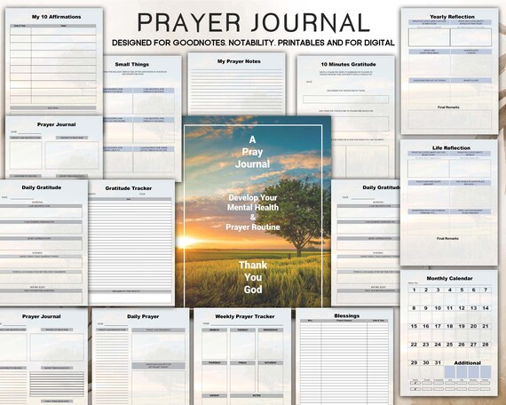 Prayer Journal Printable, Prayer Planner Printable, Bible Study Planner, Bible Prayer Journal, Gratitude Journal, faith journal