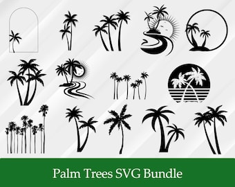 Palm Tree SVG Bundle, Palm Tree Clipart, Palm Tree SVG, Palm Tree Silhouette, Palm Tree PNG Bundle, Cut Files for Cricut, Beach Life Svg Png
