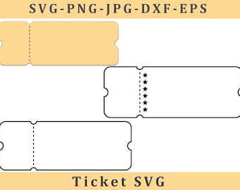 Ticket Template SVG, Ticket Svg, Ticket Png, Cricut Friendly, Ticket Outline, PNG & SVG Files, Custom Ticket Design, Commercial Use ticket