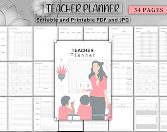Lehrerplaner 2024-2025, druckbarer Lehrerplaner, Stundenpläne Vorlage PDF, Schulplaner, Homeschool Planer, Lehrermappe druckbar