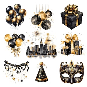 Décoration de bonne année 2025, Happy New Year 2025 Clipart, 10 PNG de haute qualité, Clipart fête, téléchargement numérique, usage Commercial
