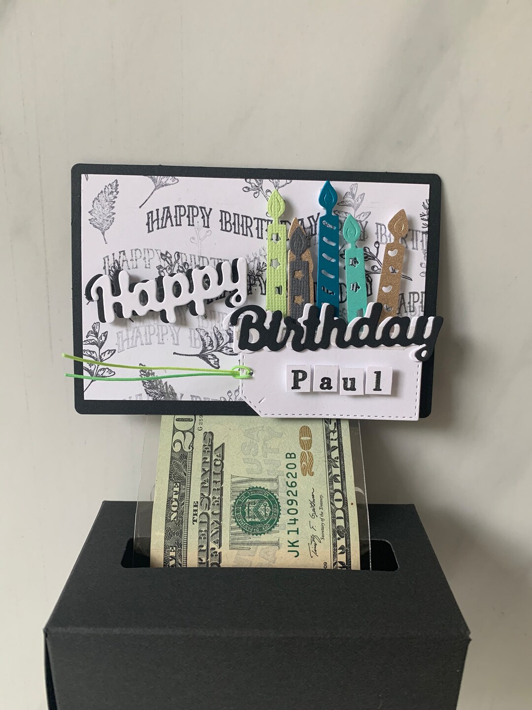 Personalized Birthday Money Gift Box, Cash Gift Box, Money Pull up Gift