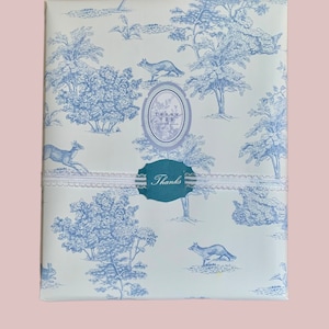 Blue and White Toile Wrapping Paper, Bunny Rabbit Toile Chinoiserie Gift  Wrap, Easter Wrapping Paper, Blue and White Floral Paper 