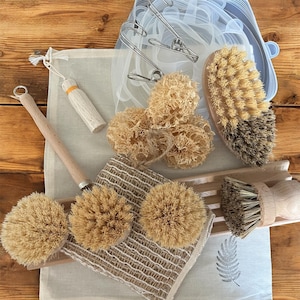 Zero Waste Cleaning Bundle Set, Solid Dish Soap, Eco-Friendly Kitchen Products,  Best Value Cleaning Tool Kit, Gift for Mom, Made in Germany