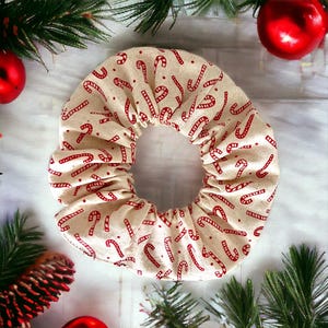 Christmas Candy Cane Scrunchie Handmade