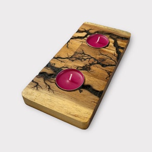 Candle holder tealight holder wood Lichtenberg figures candle holder acacia wood lantern tealights gift tealight decoration candles gifts