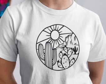 Wüsten-Shirt | Kaktus Pflanzen | Kaktus-Shirt | Abenteuer T-Shirt | Arizona T-Shirt | Kaktus Motiv Shirt | Frauen Shirt