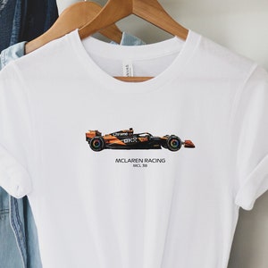 McLaren Formula 1 Car T-Shirt 2024 | Mclaren 2024 MCL38 | Lando Norris | Oscar Piastri | McLaren Team | Formula 1 T-Shirt | McLaren Team Tee