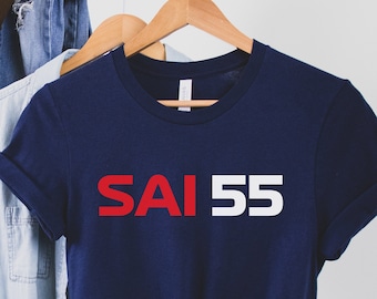 Camiseta de F1 de Carlos Sainz Jr. / Equipo Ferrari SAI55 / Camiseta Bella Canvas
