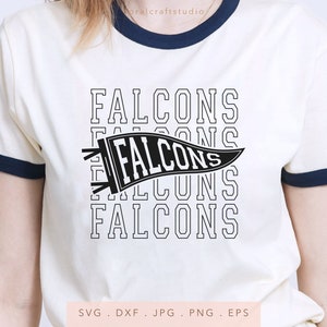 Falcons Stacked Varsity Letters SVG PNG DXF Jpg Eps, Falcons Pennant Svg, Falcons Team Spirit Svg, Falcons Sublimation, Falcons Iron On
