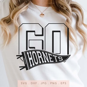 GO Hornets Pennant SVG DXF Jpg Png Eps, Hornets Mascot School Sport Svg, Hornets Team Spirit Svg, Hornets Sublimation, Hornets Cut File