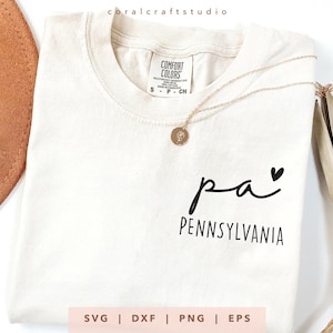 Pennsylvania PA svg, png, dxf, eps, Love Pennsylvania State Design Cricut, Trendy Pennsylvania PA Cut File, Pennsylvania Sublimation