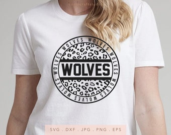 Wolves Leopard Print SVG PNG DXF Jpg Eps, Wolves School Mascot Svg, Wolves Team Spirit Svg, Wolves Sublimation, Wolves Cut File